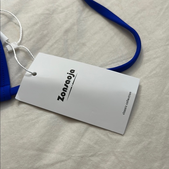 Zonsaoja Women's String Triangle Bikini Set Blue Royal Blue Two Piece Large - Picture 8 of 10